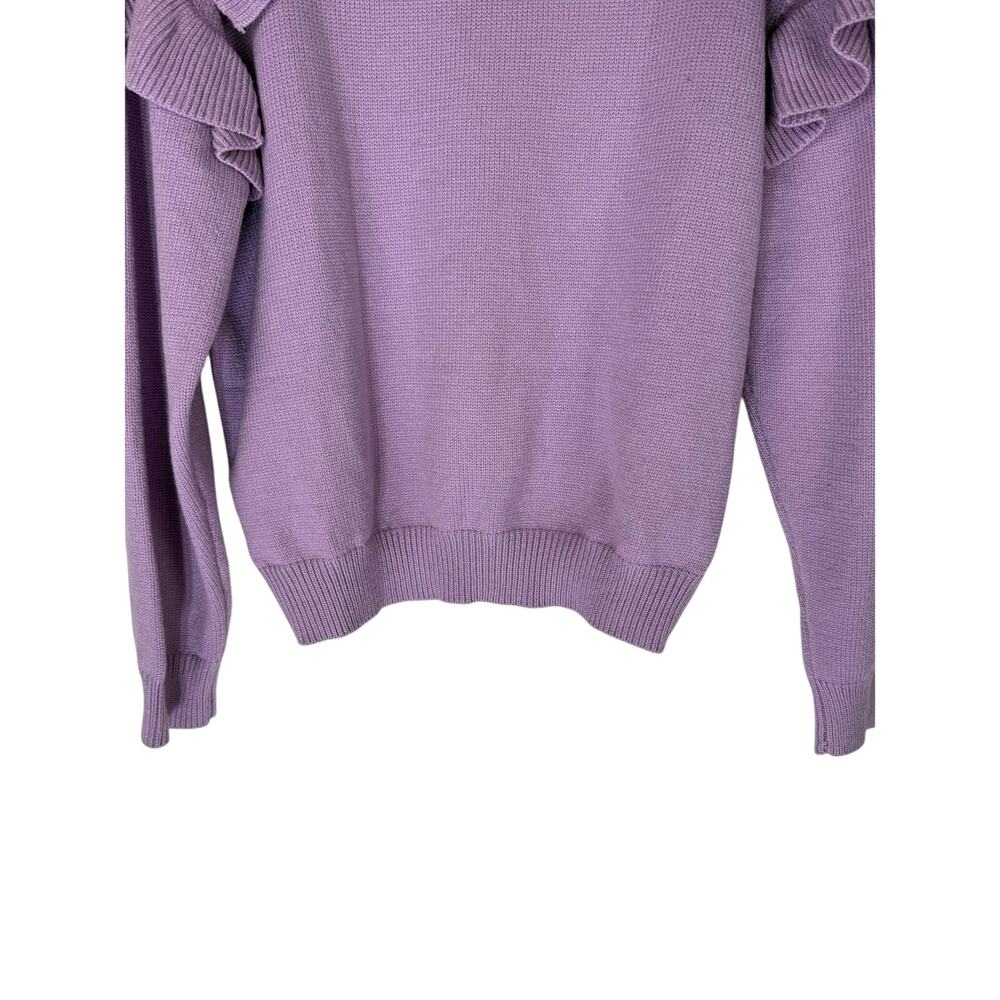 Cocobleu Lilac Purple Ruffle Knit Long Sleeve Cozy Casual Sweater Top Size M - Picture 6 of 9